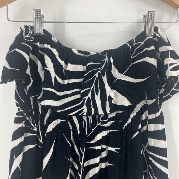 TYBEE ISLAND CLOTHING COMPANY black & white palm tree print strapless maxi dress - Picture 2 of 11